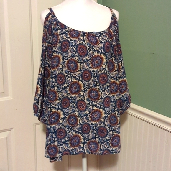 LE Lis peek a boo sleeves shoulder strap XL hides flaws boho summer lightweight - Picture 8 of 10